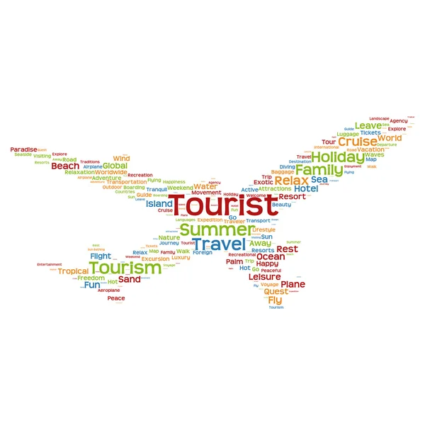 Tourism plane word cloud — Stock Vector