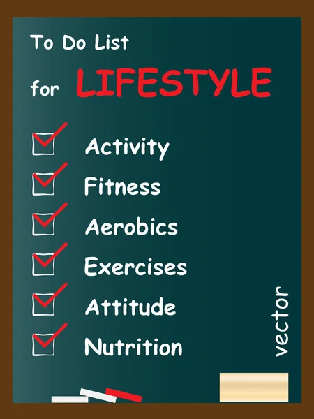 Lifestyle To do list on blackboard — Stock Vector