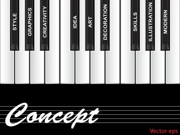 Nuage conceptuel de mots pour piano — Image vectorielle