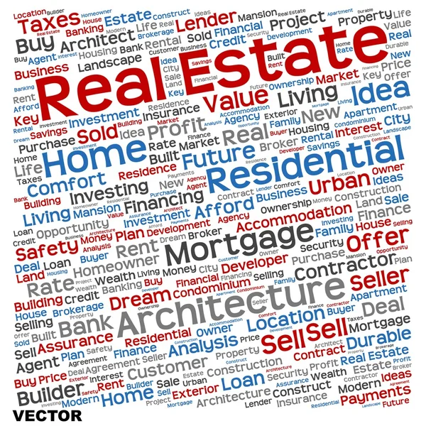 Real estate word cloud — Stock Vector