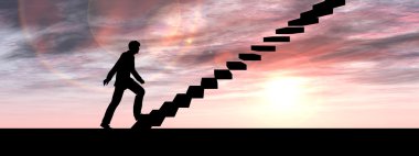 basamaklarda kavramsal işadamı