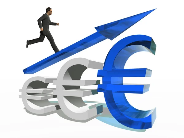 Zakenman springen over euro — Stockfoto