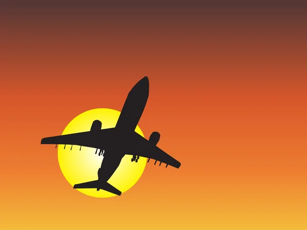 飛んでいる飛行機航空機シルエット — ストック写真