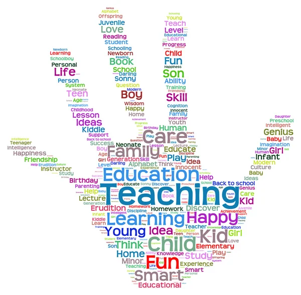 Onderwijs hand afdrukken word cloud — Stockfoto