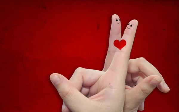 指と描かれた心 — ストック写真