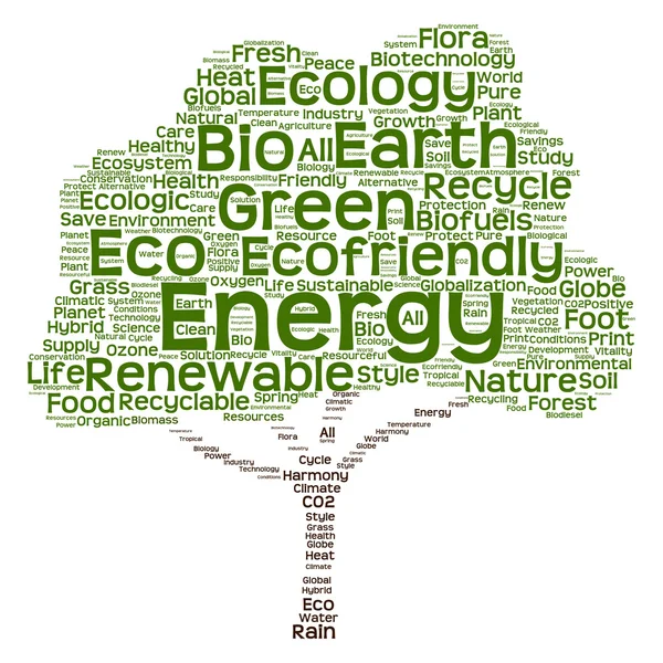 Árbol hecho de texto de ecología — Foto de Stock