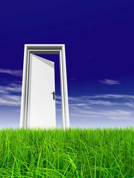 Opened door at horizon — Stock Photo, Image