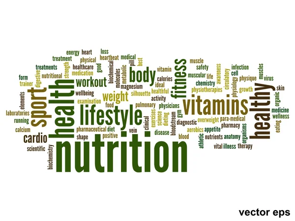 Nutrition santé mot nuage — Image vectorielle