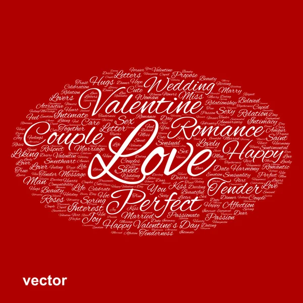 Valentine word cloud — Stock Vector