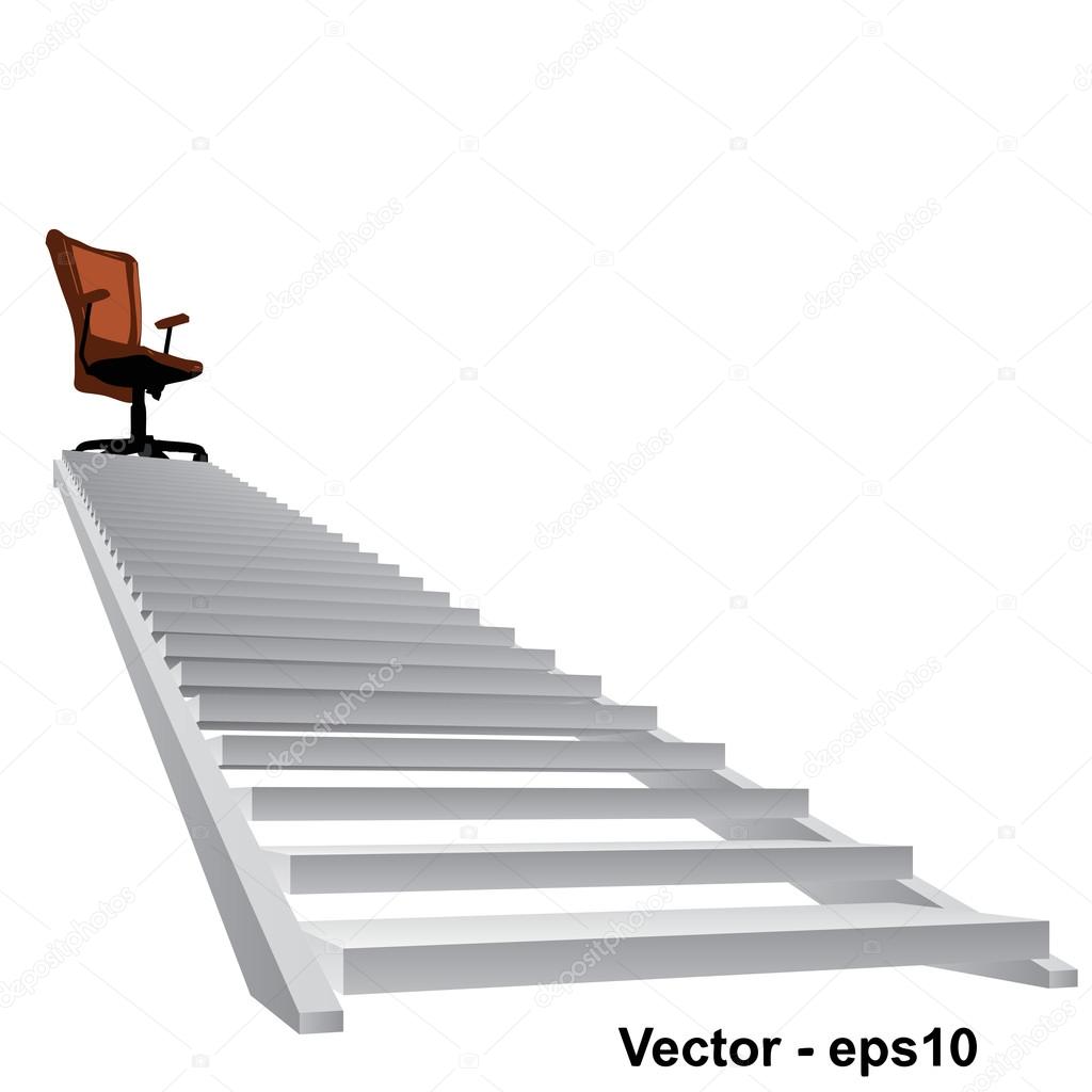 white stair with a chair