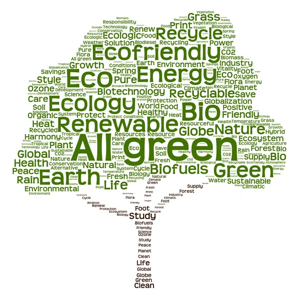Árvore feita de texto ecologia — Fotografia de Stock