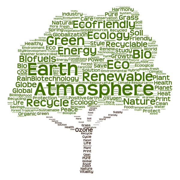 Árvore feita de texto ecologia — Fotografia de Stock