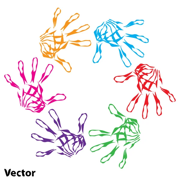 Child hand print  circle — Stock Vector