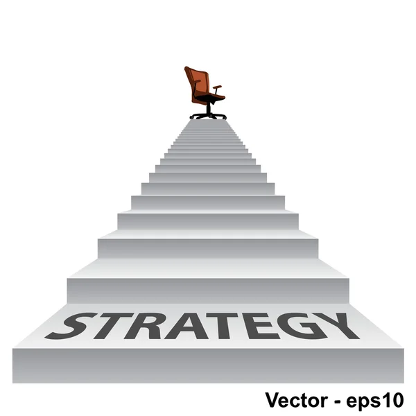 Vit trappa med en stol — Stock vektor