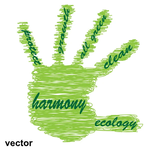 Ekologie ruku Načrtněte slovo mrak — Stockový vektor