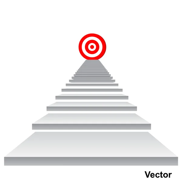 Merdiven kavramsal kırmızı hedefte — Stok Vektör