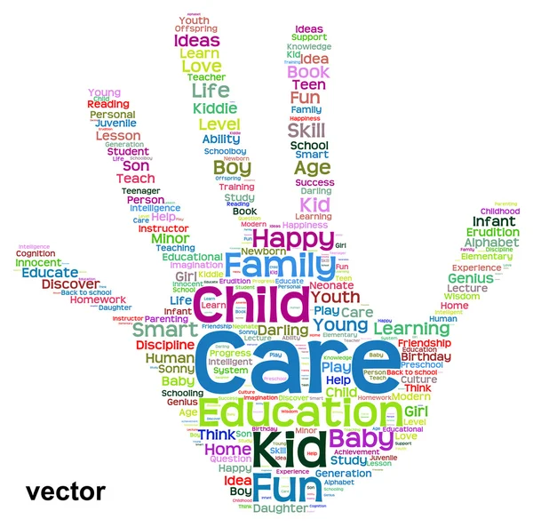 Education hand print word cloud — Stock Vector