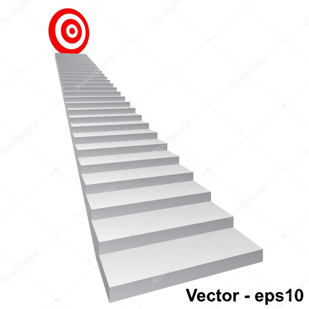 Target on stair for success