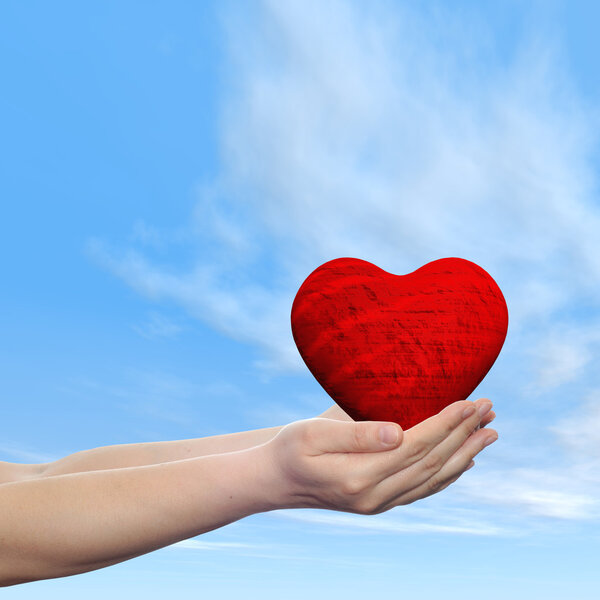 Conceptual red glass heart