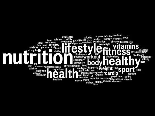 Gezondheid en voeding word cloud — Stockfoto