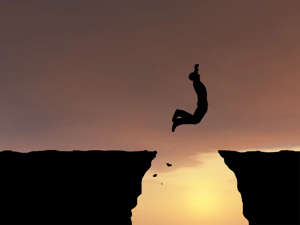 Businessman silhouette jumping — Stock Photo, Image