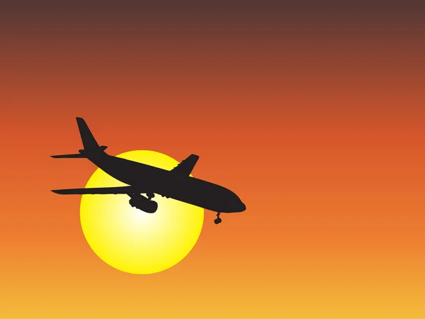 Airplane silhouette flying — Stock Photo, Image