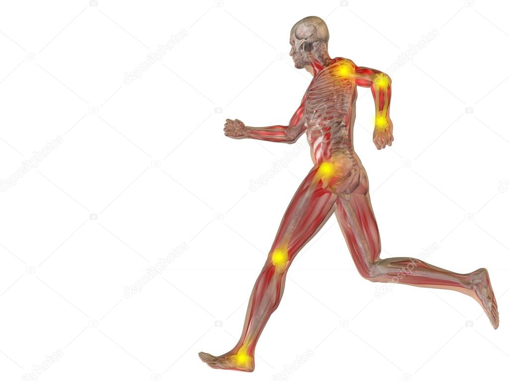 Conceptual human with joint  pain