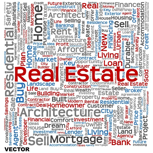 Konzeptionelle Immobilien Word Cloud — Stockvektor