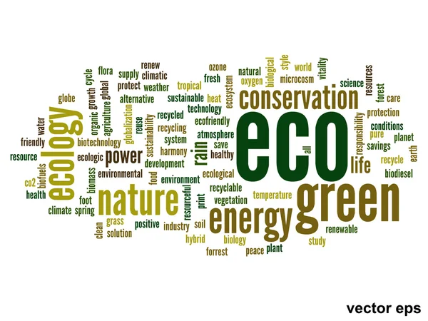 Ökológiai szófelhő — Stock Vector