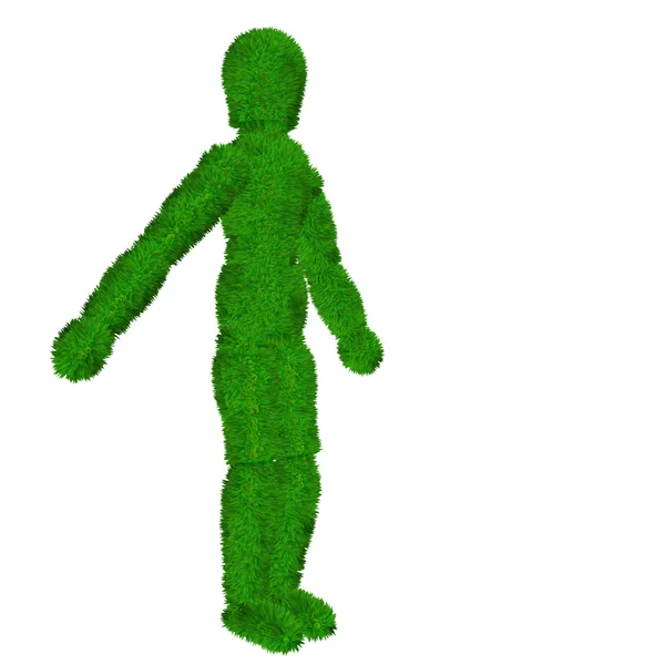 Mann mit grünem, frischem Gras bedeckt — Stockfoto