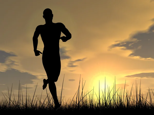 Man black silhouette running — Stock Photo, Image