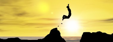 İşadamı siluet atlama