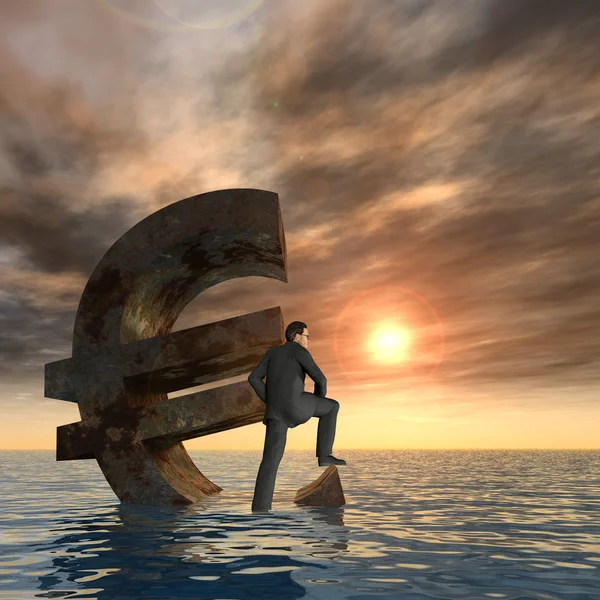 Currency euro symbol  sinking — Stock Photo, Image