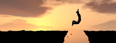 İşadamı siluet atlama