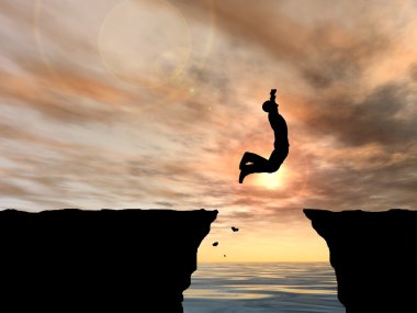 İşadamı siluet atlama