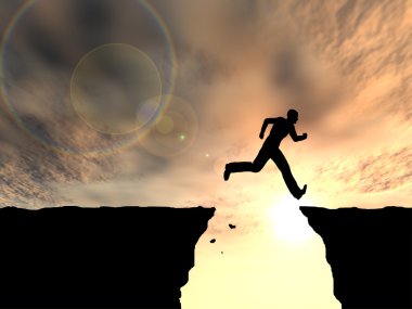 İşadamı siluet atlama