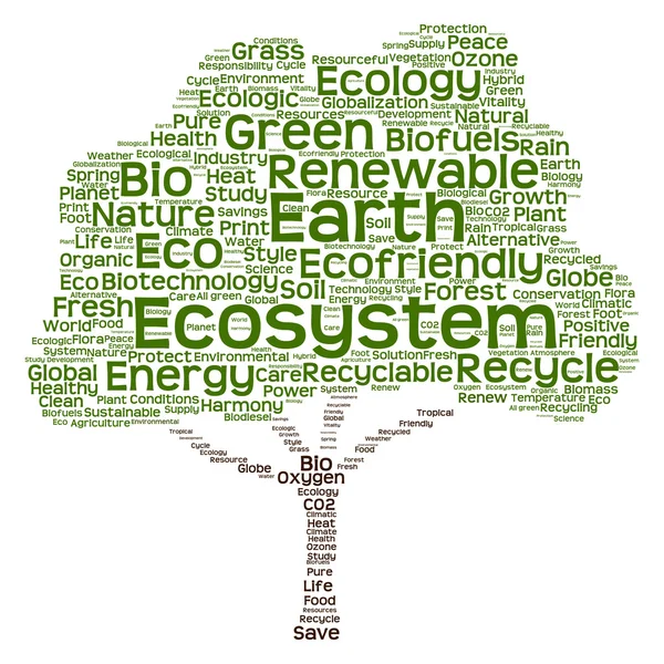 Árbol hecho de texto de ecología —  Fotos de Stock