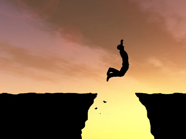 Businessman silhouette jumping — Stock Photo, Image