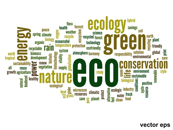 Ecología palabra nube — Vector de stock