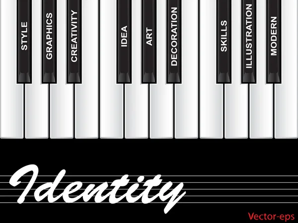 Identity piano word cloud — Stock Vector