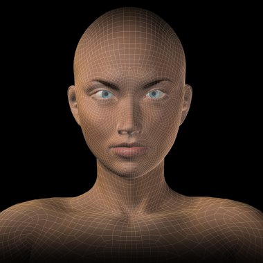 kavramsal 3d tel kafes kadın baş