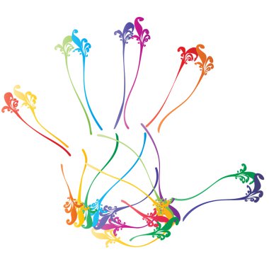 Çocuk el baskı yapılmış süs renkli satırlık