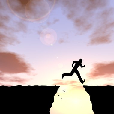 genç adam atlamak mutlu uçurum