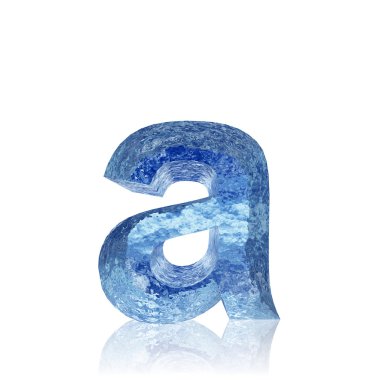 3D mavi su veya buz yazı tipi kümesi veya koleksiyonu