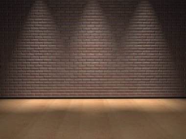 Ahşap zemin ve eski tuğla duvar