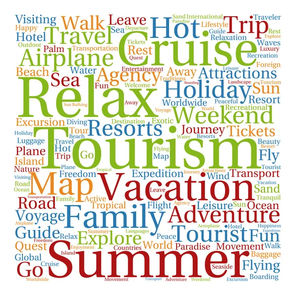 Sommar resa eller turism word cloud — Stockfoto