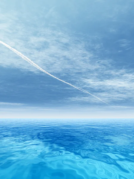 Vagues d'eau océanique et ciel nuageux — Photo