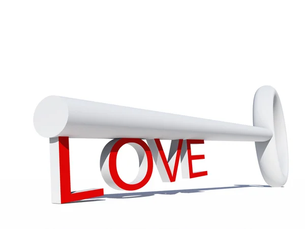 Chave de amor 3d branco conceitual — Fotografia de Stock