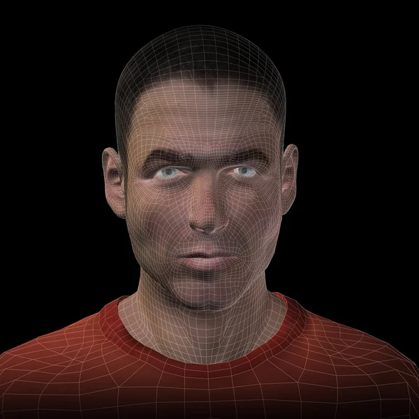Głowa mężczyzna model szkieletowy 3D — Zdjęcie stockowe