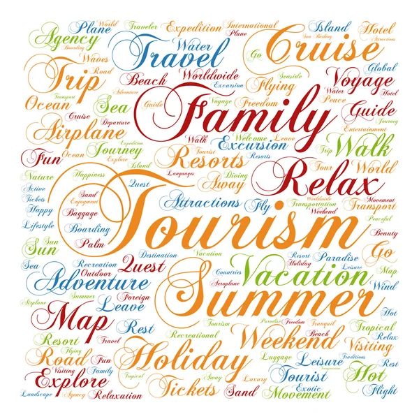 Viagens de verão ou turismo nuvem palavra — Fotografia de Stock